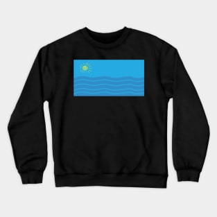 Sun and Sea Blue stripes waves and Sun Crewneck Sweatshirt